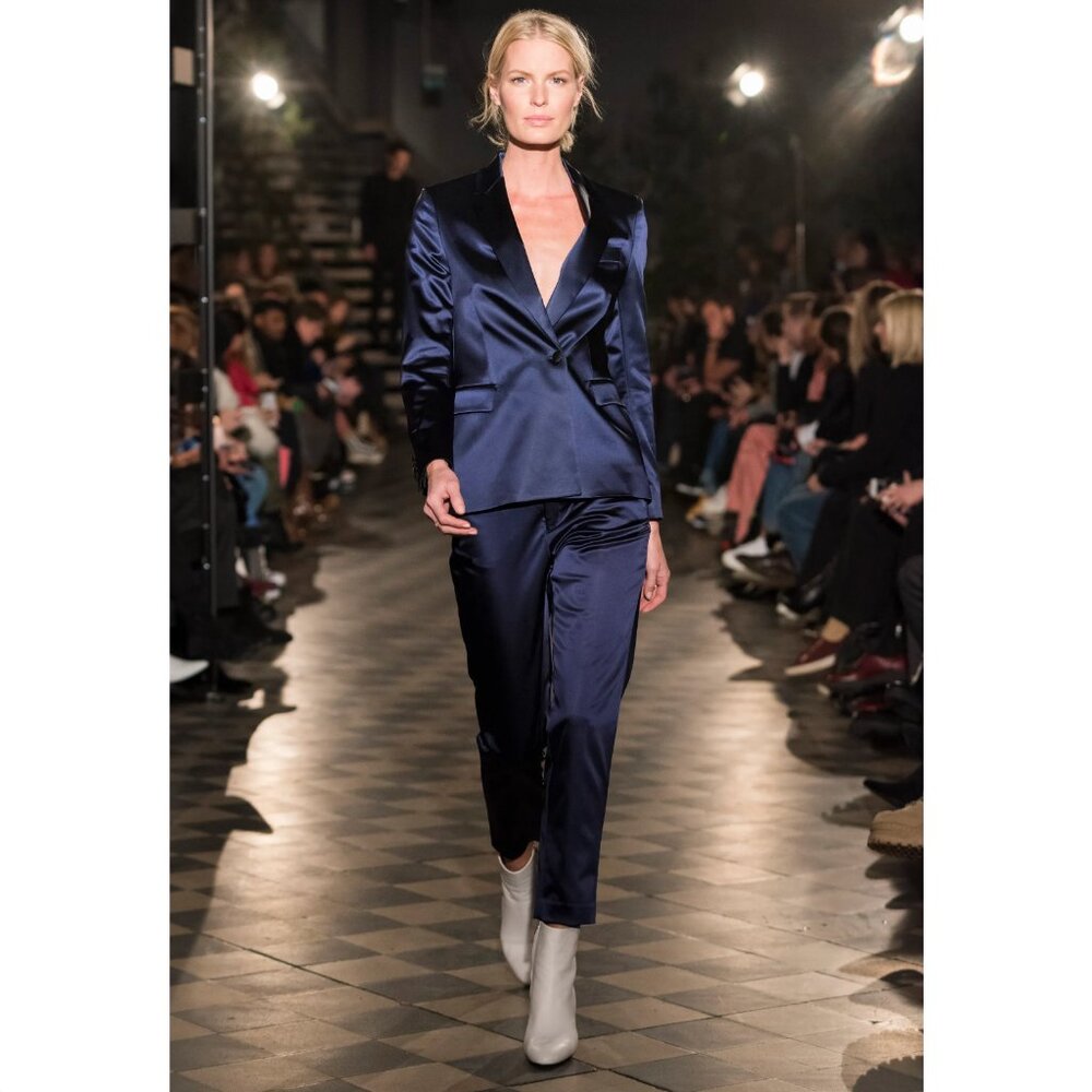 Filippa K Navy Satin Suit, size XXS/XS